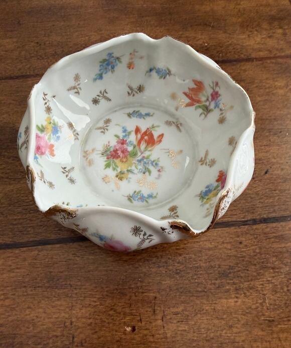 Other - Gold Anchor antique Porcelain Covered Vintage Floral Porcelain Ashtray